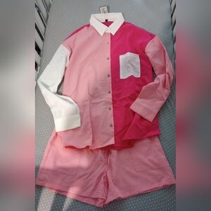 NWT LecGee Colorblock Short Outfit Large L